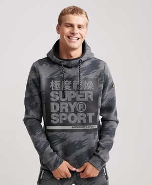 Superdry Gym Tech Stretch Graphic Overhead Férfi Kapucnis Pulóver Camo | IUYPZ3817